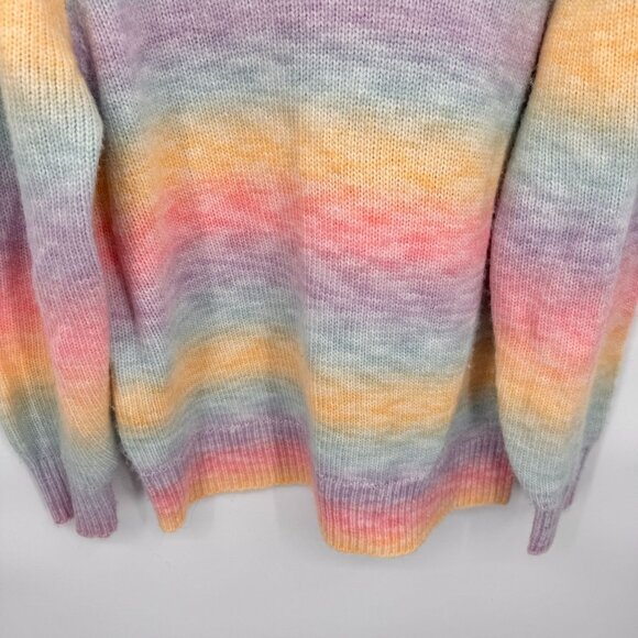 Design365 Boat Neck Sweater Womens XL Rainbow Knit Wool‎ Blend Puff sleeve - Picture 3 of 7